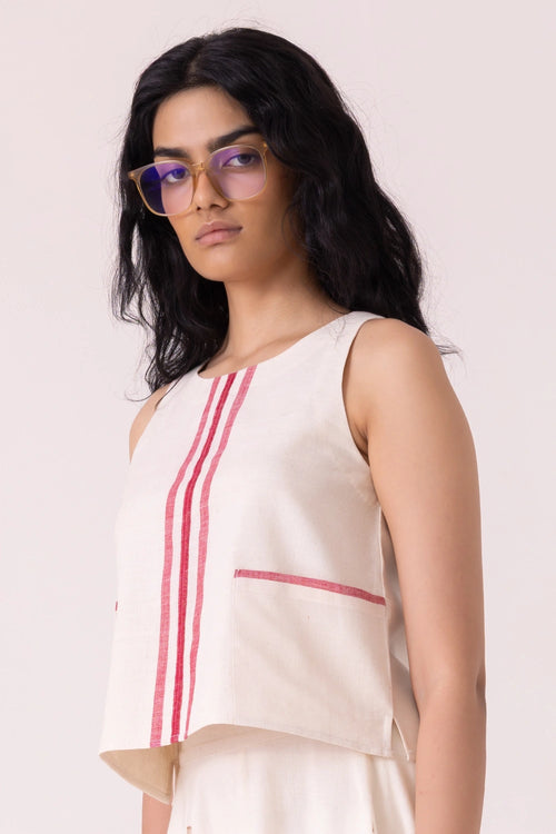 Tris Off White Handwoven Top