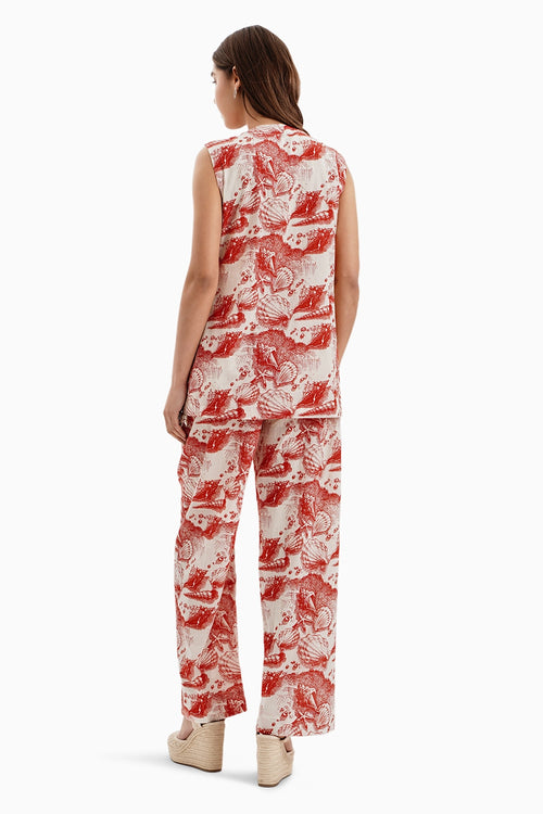 Red Cotton Marine Mood Jacket and Pants Set