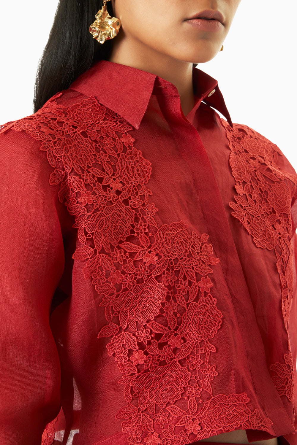 Red Cropped Portia Shirt