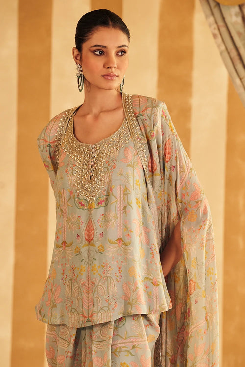 Gil Powder Blue Kurta Cape Set