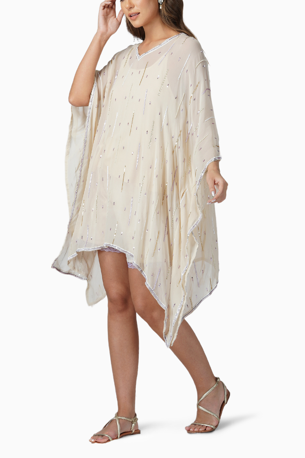 Sequined Kaftan With Shorts