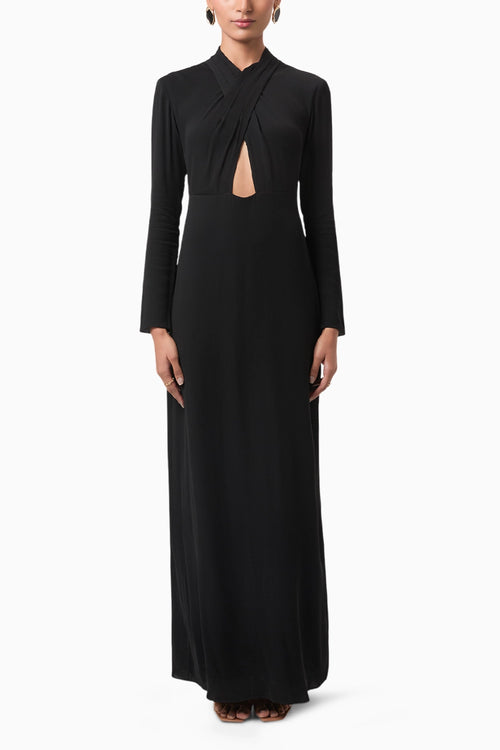 Black Cross Front Keyhole Gown