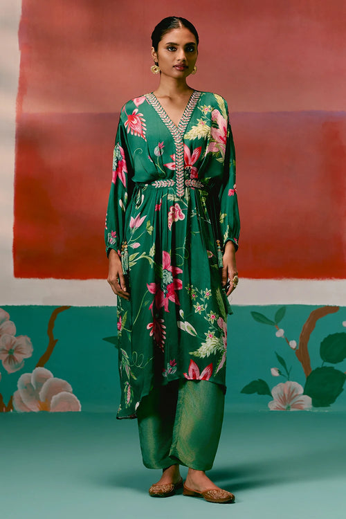 Green Chintz Kaftan Set