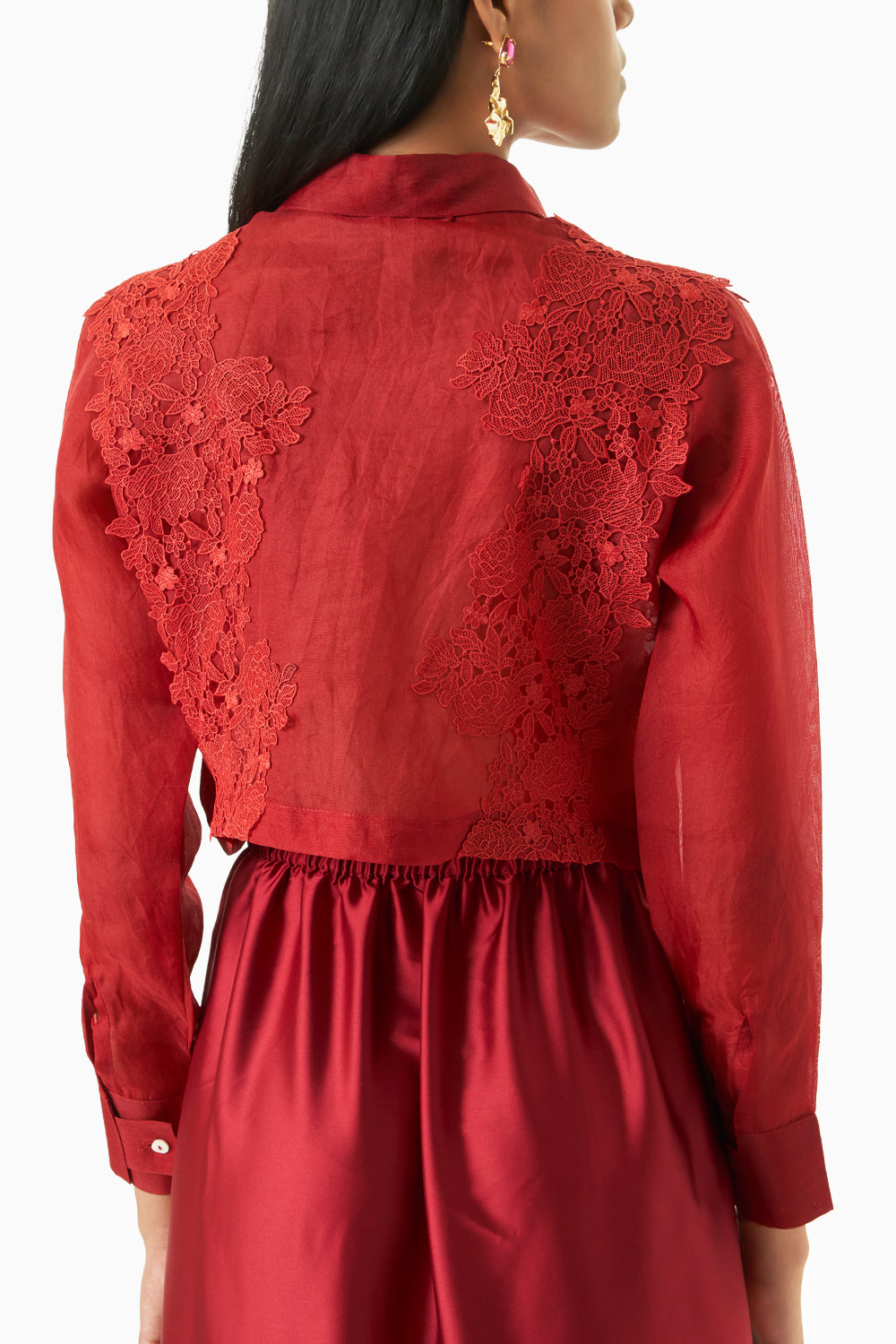 Red Cropped Portia Shirt