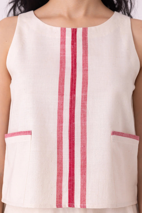 Tris Off White Handwoven Top
