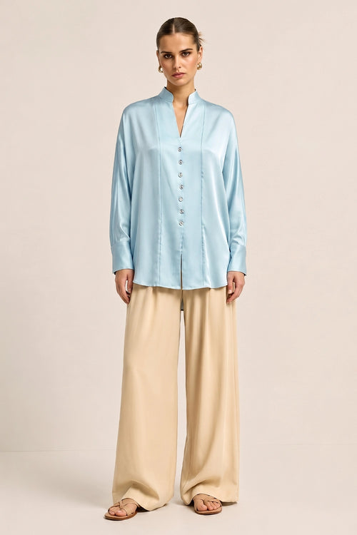 Tropical Breeze Blue Kaftan Blouse
