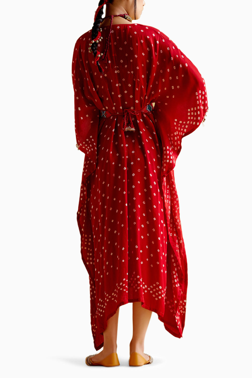 Annika Red Bandhini Kaftan