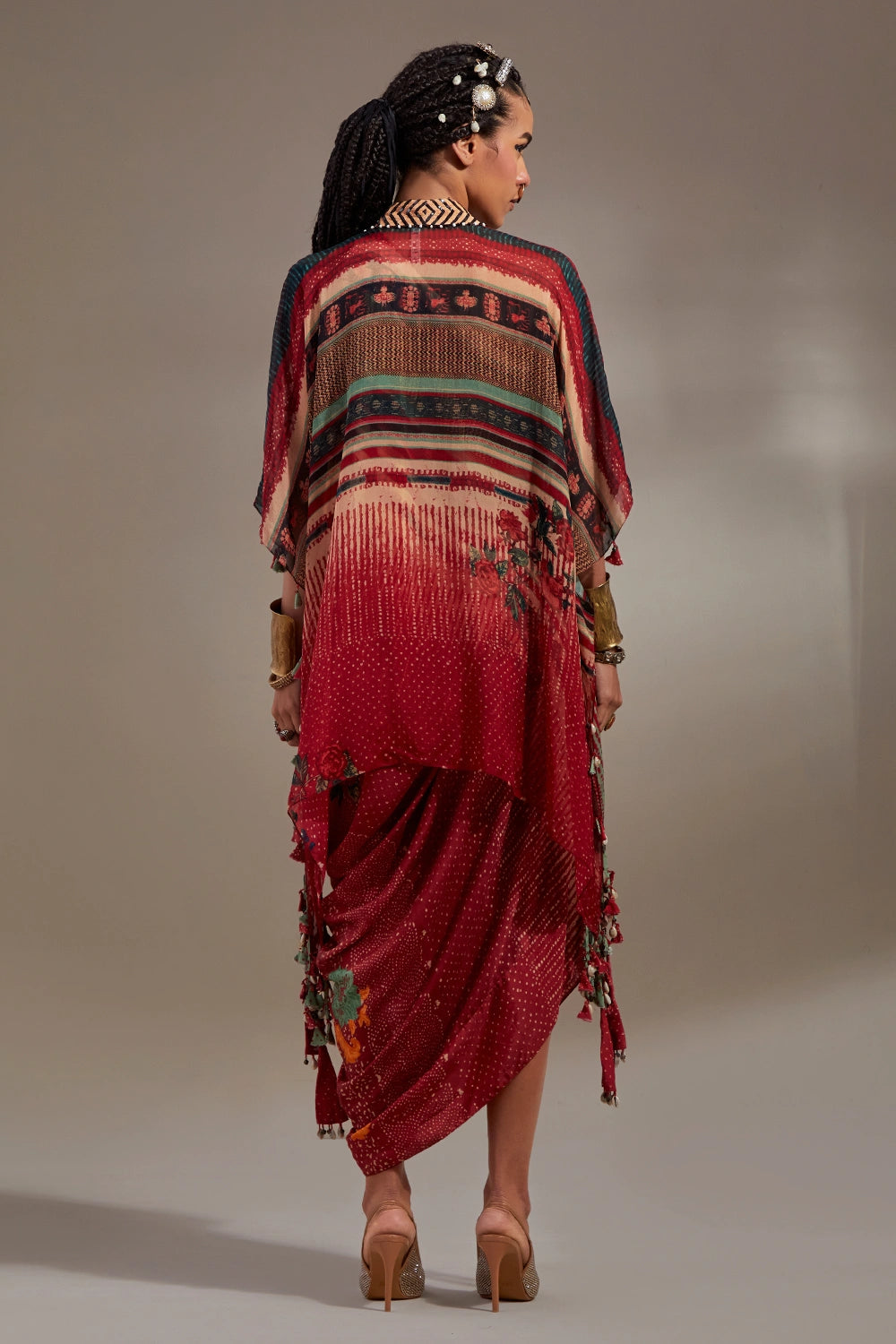 Sindoor Anka Veni Dupatta Jacket Set