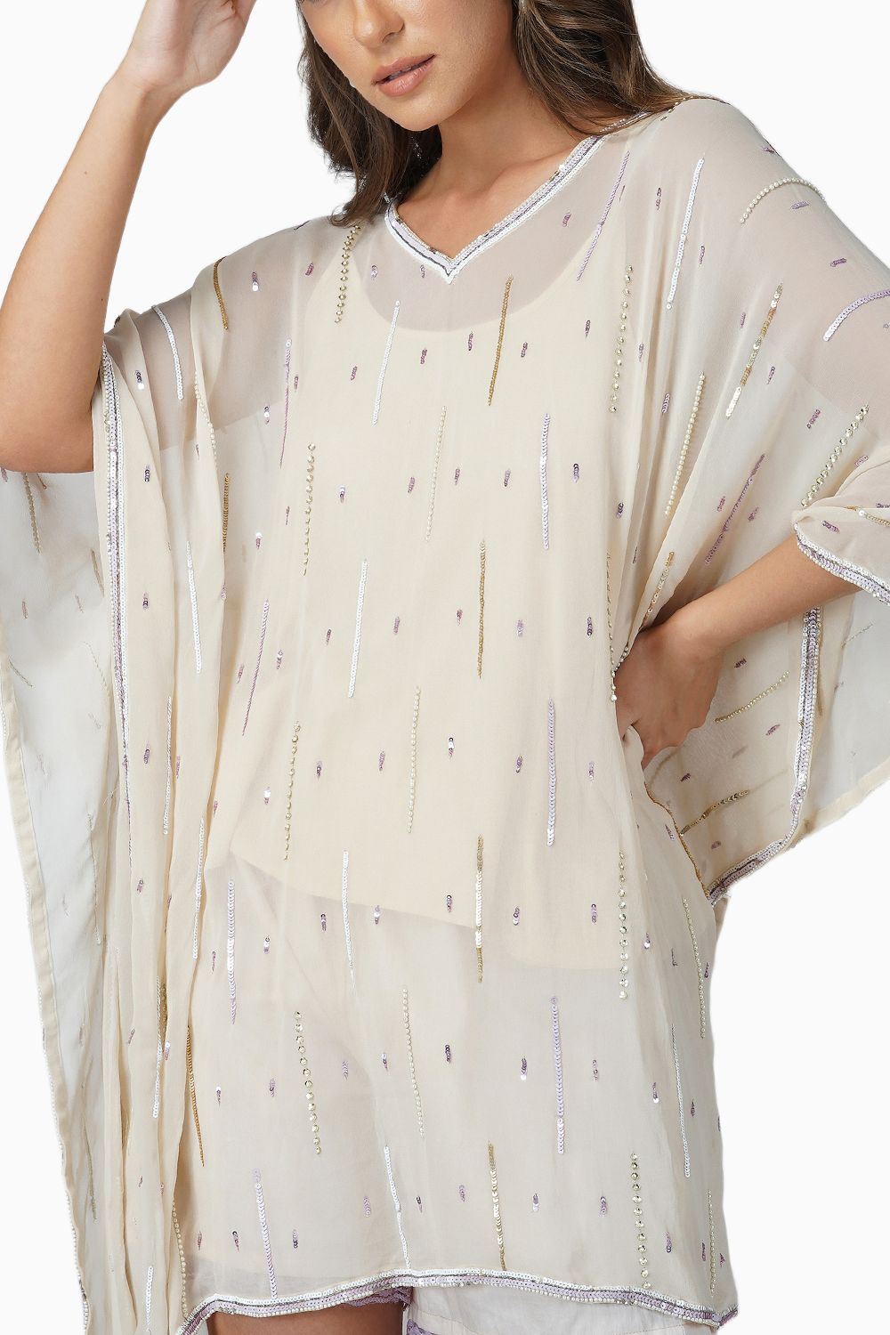 Sequined Kaftan With Shorts