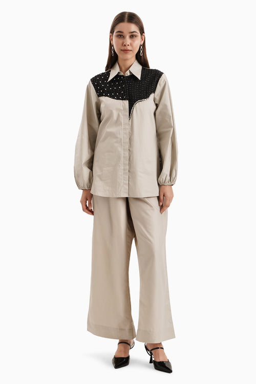 Taupe Cotton Curve Shirt