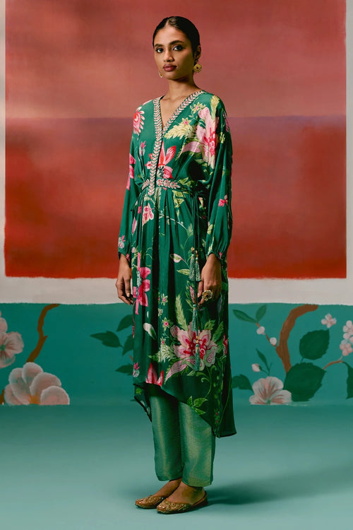 Green Chintz Kaftan Set