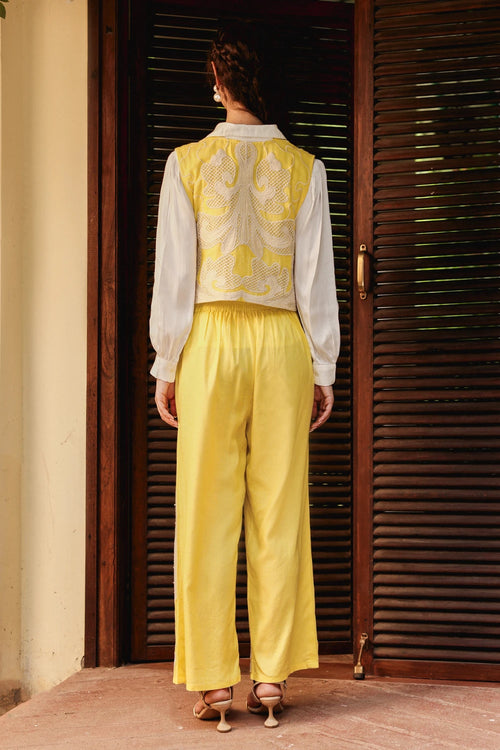 Sunshine Yellow Honey Comb Embroidered Co-ord Set