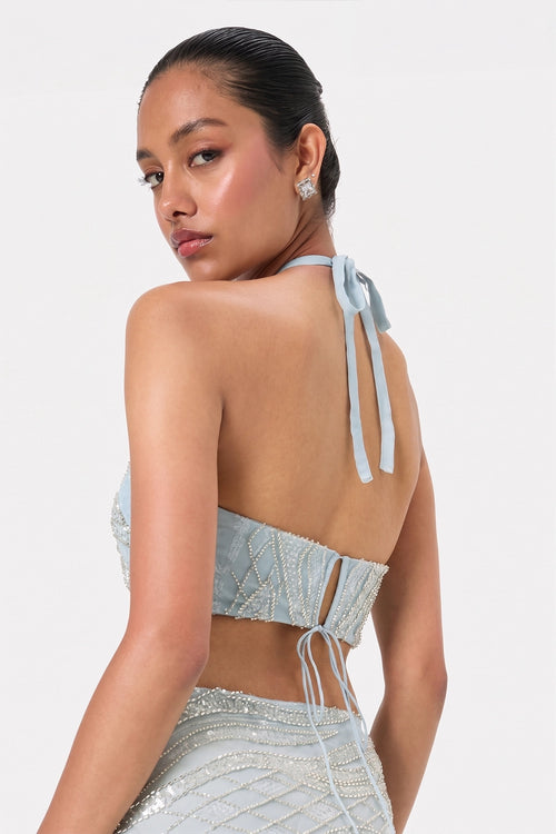 Sky Embellished Halter Top