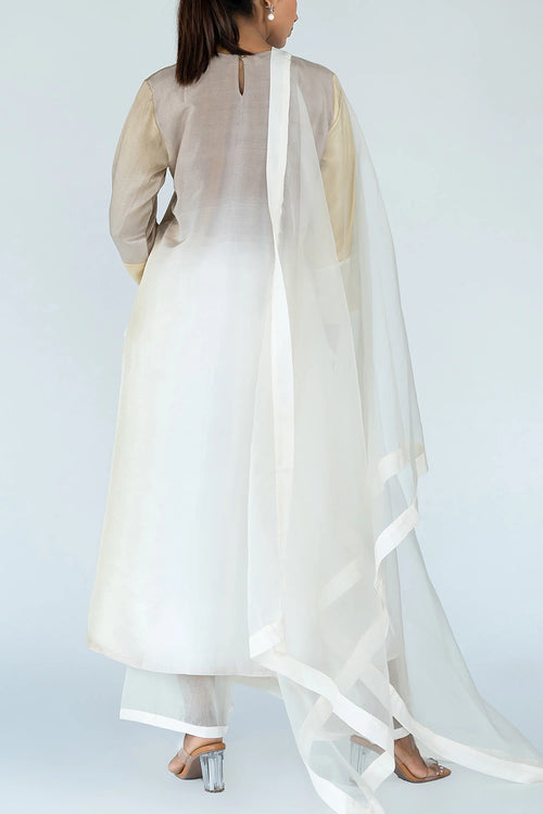 Ivory Ombre Color Block Kurta Set