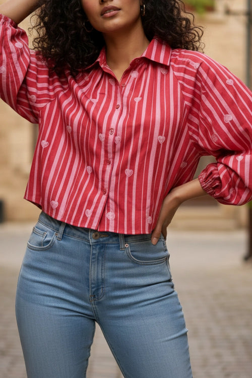All About Hearts Stripped Blouse