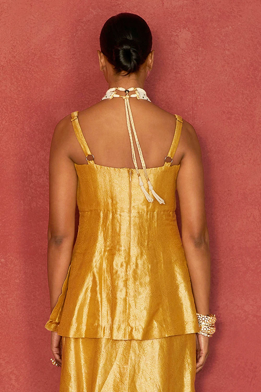 Tara Gold Kimkhwaab Corset Blouse