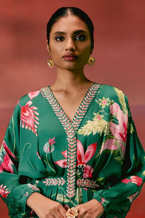 Green Chintz Kaftan Set