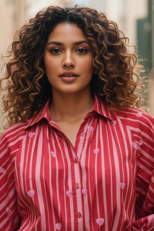 All About Hearts Stripped Blouse