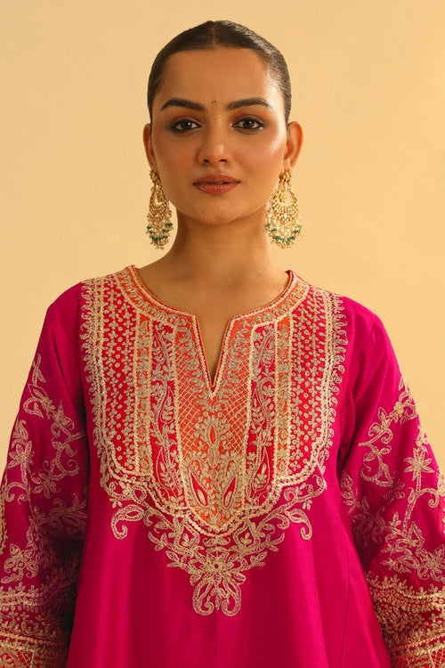 Mehrish Hotpink Chauga with Salwar