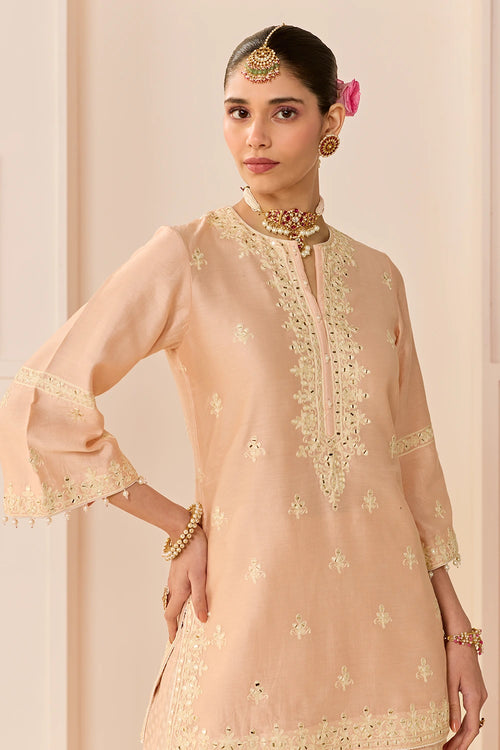 Rehma Carnation Pink Short Kurta with Sharara and Dupatta