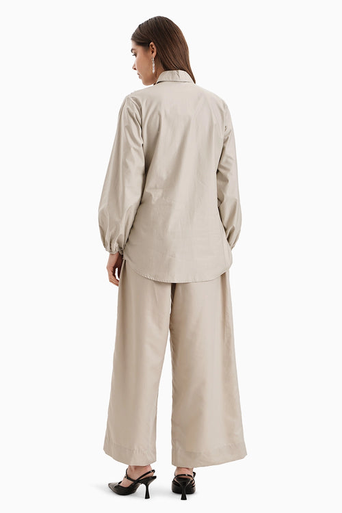 Taupe Cotton Curve Shirt