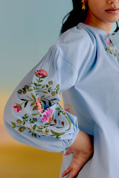 Sky Blue Moonflower Dress