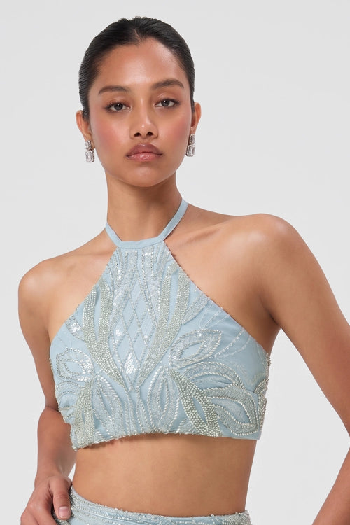 Sky Embellished Halter Top