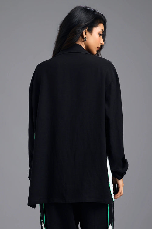 Black Shirt with Neon Geometric Bustier