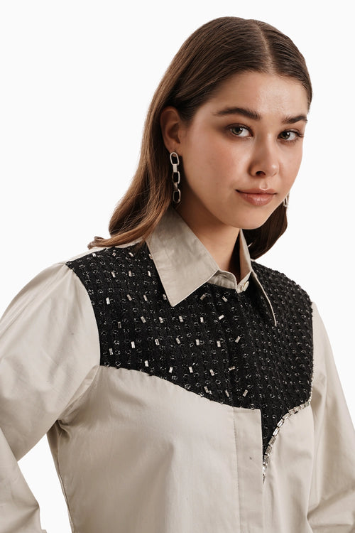 Taupe Cotton Curve Shirt