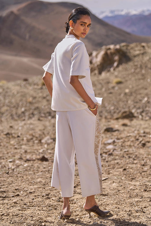 Gara Stitch Ivory Pant Set