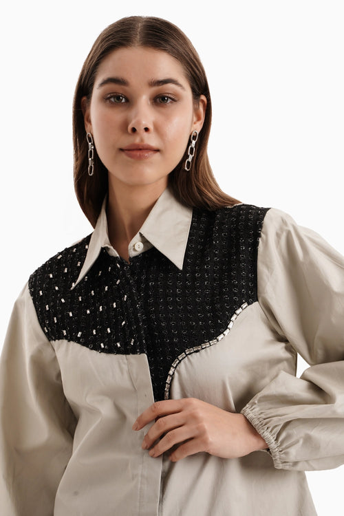 Taupe Cotton Curve Shirt