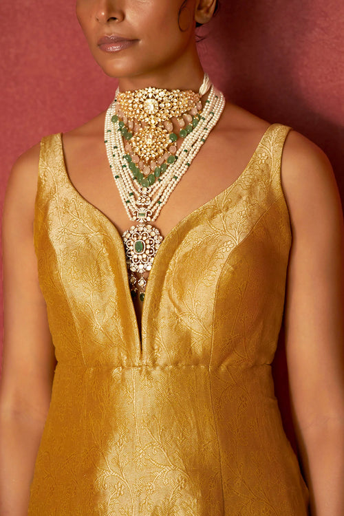 Tara Gold Kimkhwaab Corset Blouse