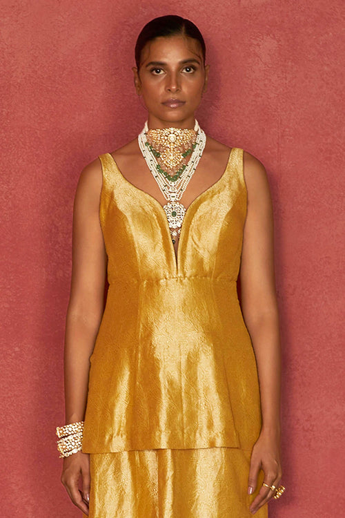 Tara Gold Kimkhwaab Corset Blouse