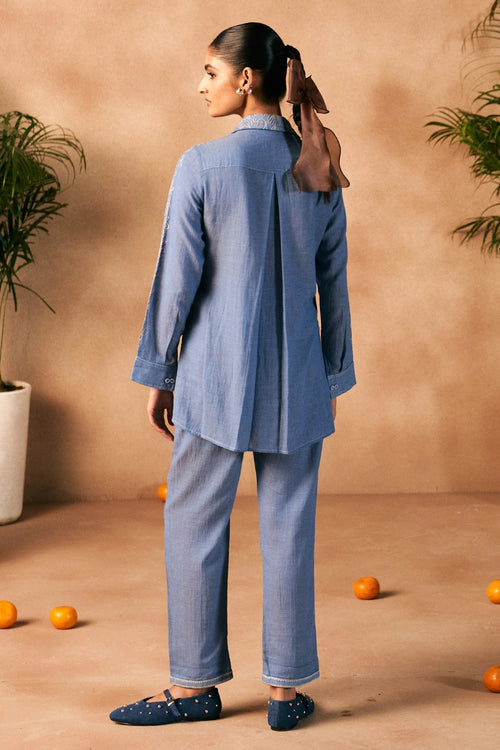 Kashmiri Atelier Chambray Co-ord Set