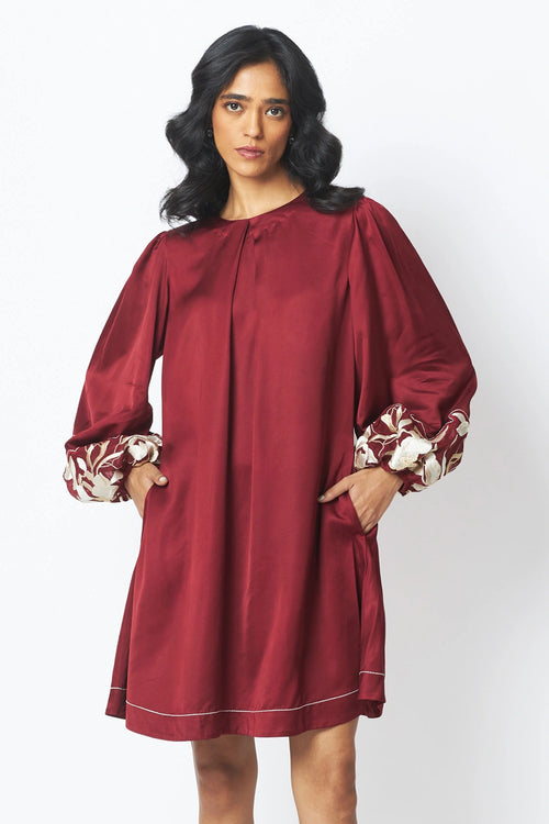 Poey Sculpted Sleeve Shift Dress