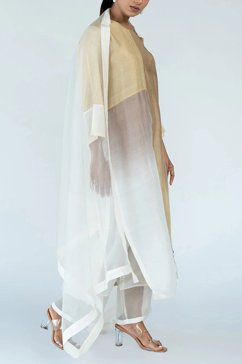 Ivory Ombre Color Block Kurta Set