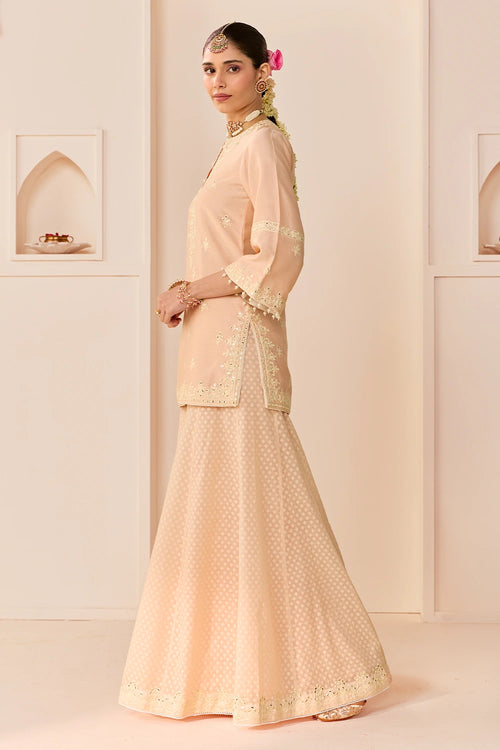 Rehma Carnation Pink Short Kurta with Sharara and Dupatta