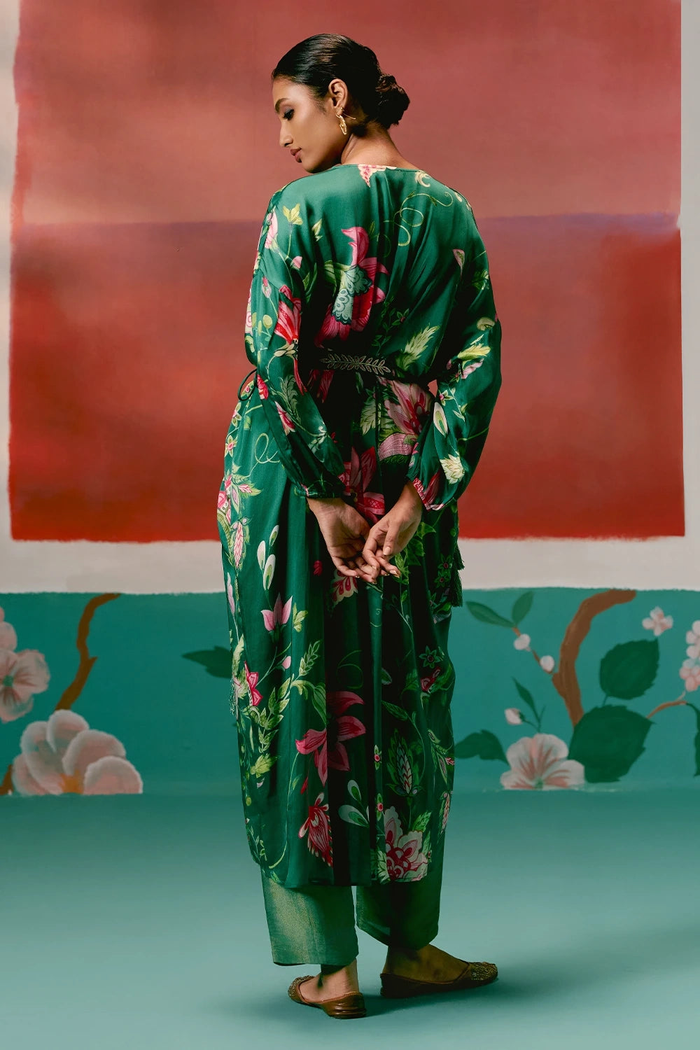 Green Chintz Kaftan Set
