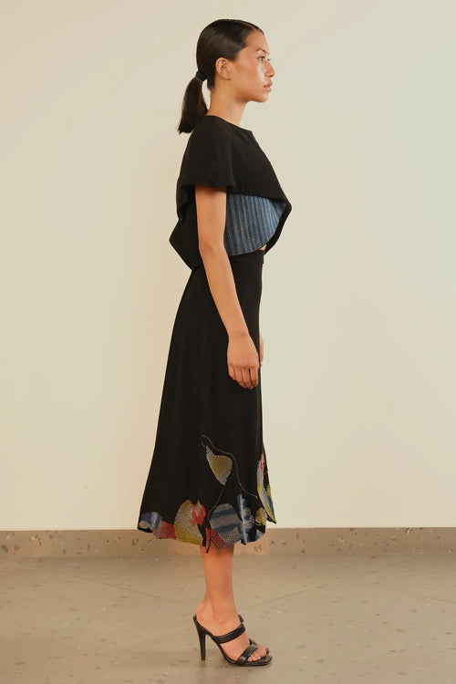 Transformed Cape Jacket And Sculpted Skirt Set