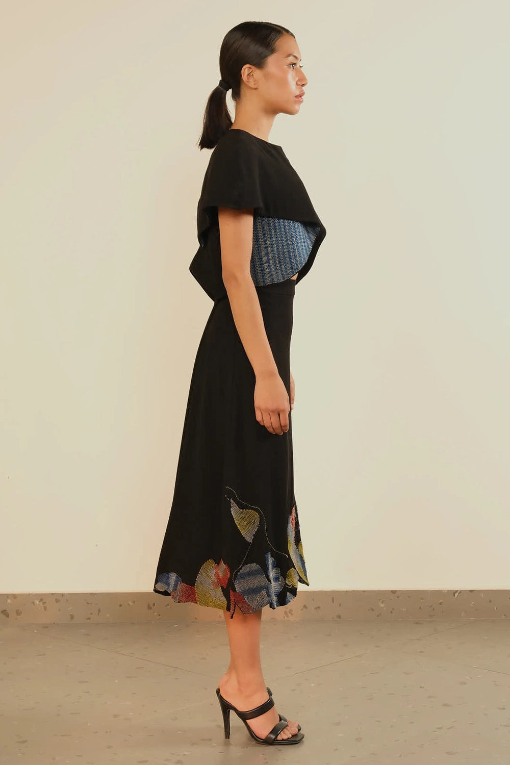 Transformed Cape Jacket And Sculpted Skirt Set