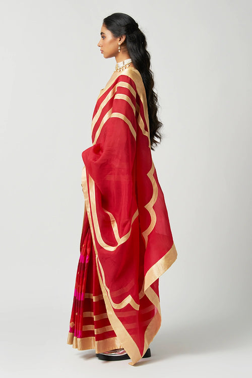 Ruby Mehrabiya Applique Silk Saree