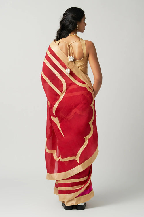 Ruby Mehrabiya Applique Silk Saree
