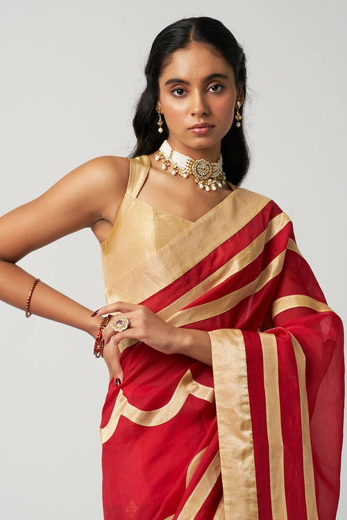 Ruby Mehrabiya Applique Silk Saree