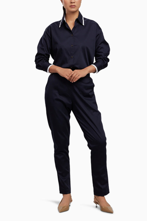 Navy Tuxedo Pant Set