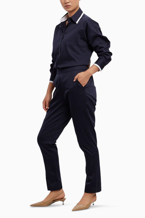 Navy Tuxedo Pant Set
