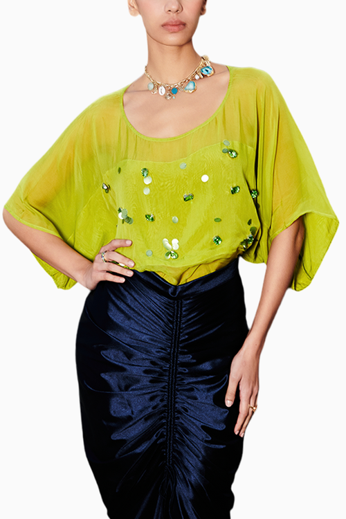 Embroidered Organza Top