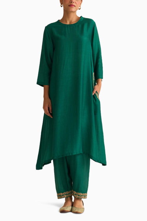 Mysa Deep Green Kurta Set
