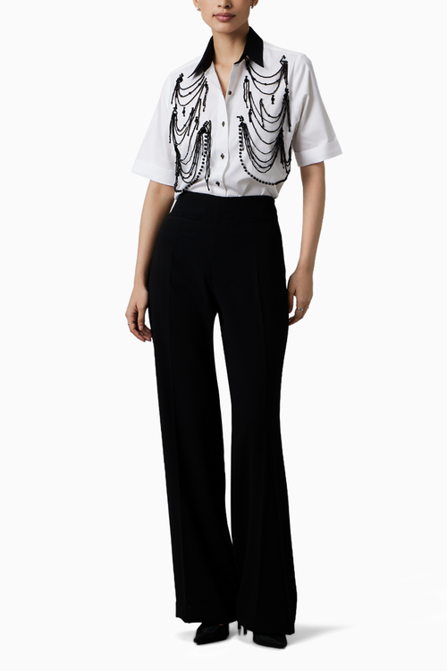 White Fringe Pannel Shirt