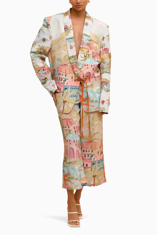 Oversized Blazer and Cityscape Culottes
