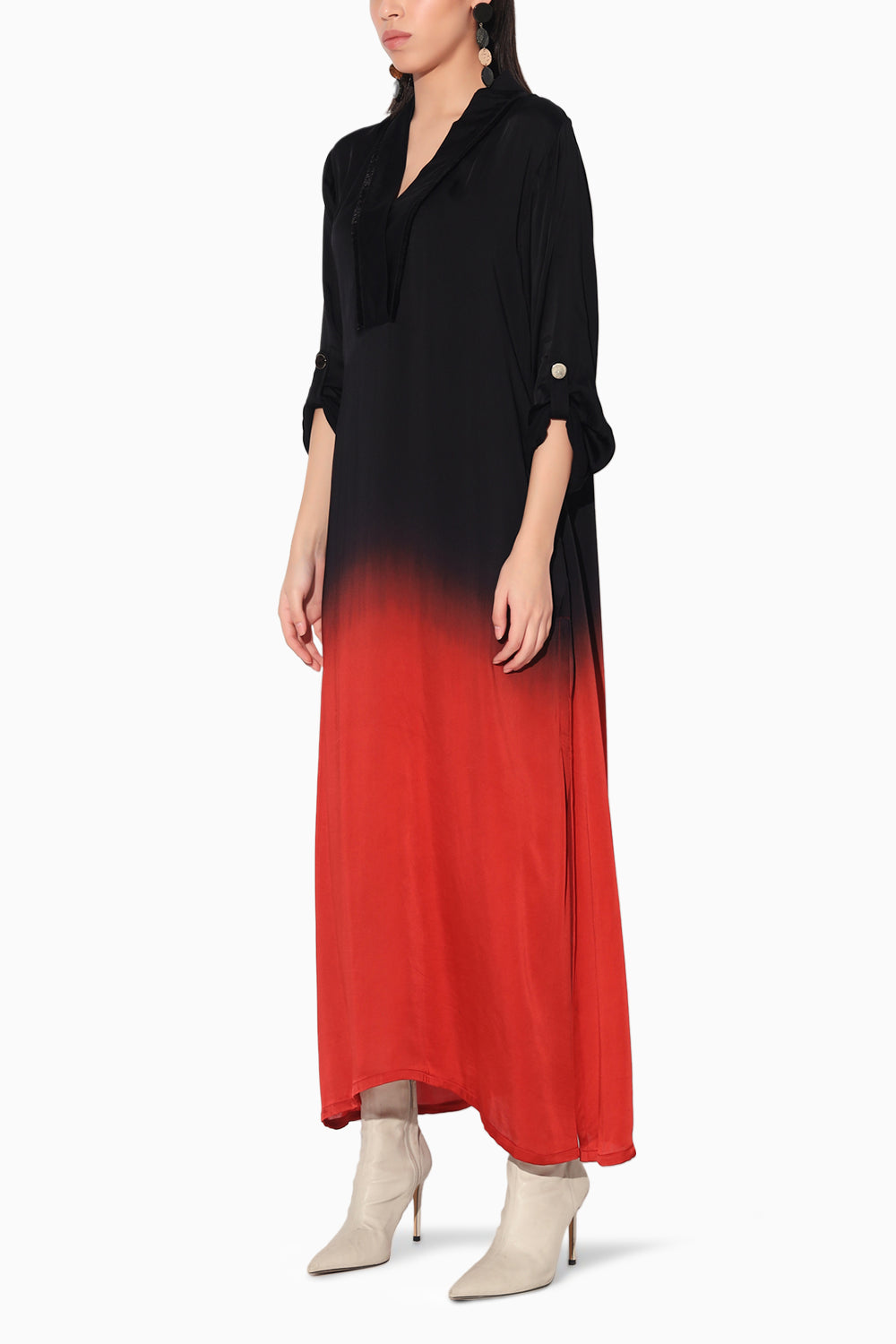 Kyuka Red and Black Ombre Long Tunic